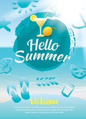 hello summer beach party poster background template