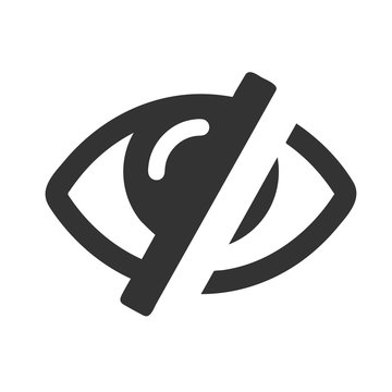 recommend clip art: Crossed eye icon. Simple flat logo of strikethrough eye on white background. Vector illustration.