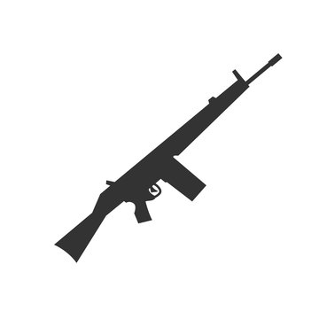 Rifle icon. Simple flat logo of rifle on white background. Vector illustration.
