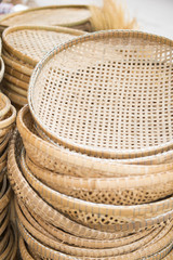 basket made of interwoven bamboo