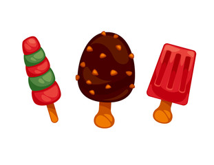 Set of colorful tasty ice cream.