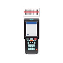 Handheld Mobile Computer in hand or scanner barcode. © Zentangle