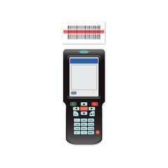 Handheld Mobile Computer in hand or scanner barcode.