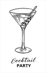 Hand drawn martini cocktail