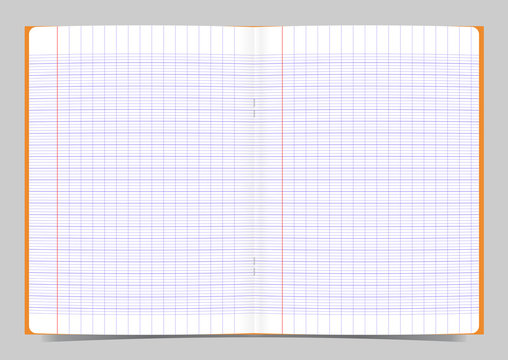 Double page de cahier d'&eacute;colier jaune / coins arrondis