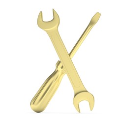 3D Illustration Wrench and screwdriver, service concept
