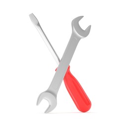 3D Illustration Wrench and screwdriver, service concept