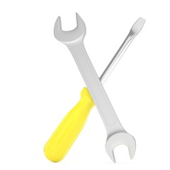 3D Illustration Wrench and screwdriver, service concept