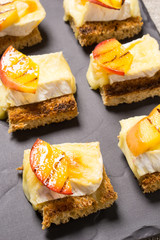 canapes with grilled brie and nectarine