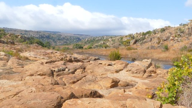 Clip of  the blyde river with rocky environment at the Blyde river canyon panorama route