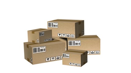 Stack of cardboard  boxes or parcels - Shipping and logistics concept