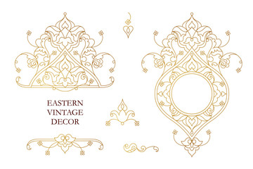 Vector set of vintage decor in Eastern style.
