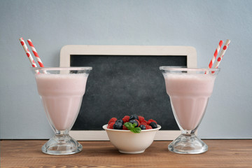 Milkshake on wodeen table