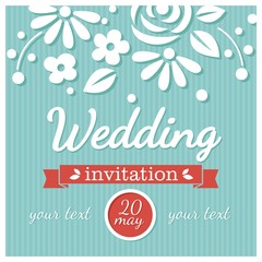 Flower wedding card retro style 