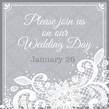 Wedding invitation lace template