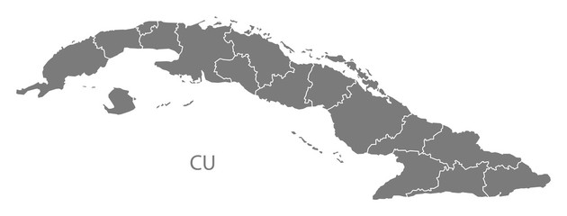 Cuba provinces Map grey