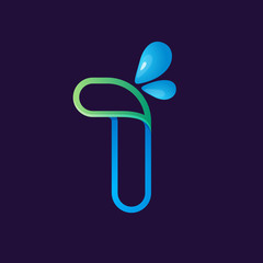 Number one logo with water waves and drops.