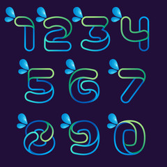 Fototapeta premium Numbers set logos with water waves and drops.