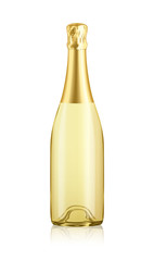 Mock-up Transparent Isolated Realistic Champagne Gold Bottle Vector