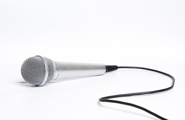Close up microphone on white table