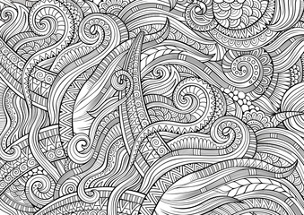 Abstract sketchy doodles hand drawn ethnic pattern