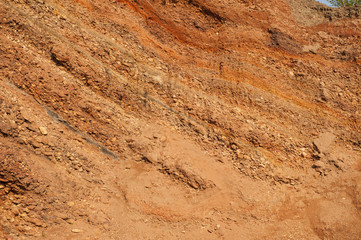 Waste heaps of red rock Chervonograd geological and industrial district