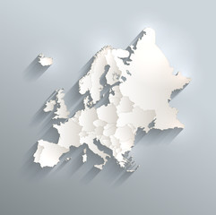 Europe political map flag 3D vector individual states separate - obrazy, fototapety, plakaty