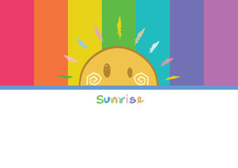 Abstract cartoons rainbow colors background with sun. Abstract design exotic bohemian style. Environment for earth day.    