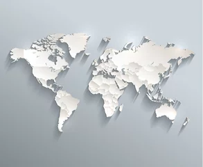 Fototapeten Politische Weltkarte 3D-Vektor einzelne Staaten trennen © Monika Huňáčková