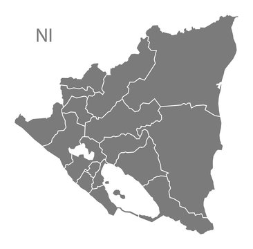 Nicaragua regions Map grey