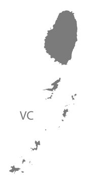 St Vincent and the Grenadines Map grey