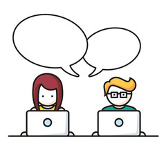 Social Media, network people with computers vector illustration