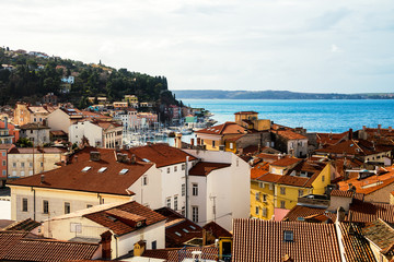Coastal view of Piran, Slovenia