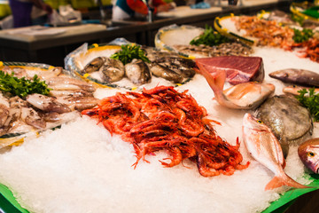 Extensive selection of fish on local spanish seafood market