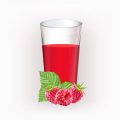 Glass cup with juice of rasberries