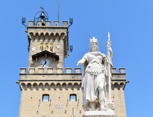 Public Palace and the Statue of Liberty of Saint Marino, City of San Marino, Republic of San Marino