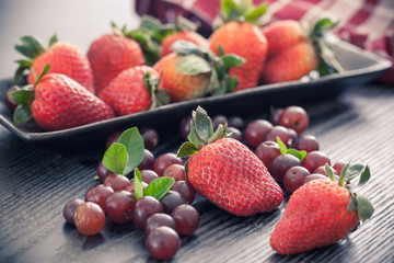 Blueberries and strawberries