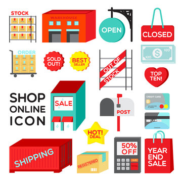 SHOP ONLINE ICON
Colorful flat graphic for shopping online, they are easy to use as graphic or icon for your website, banner or promotion page.