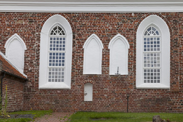 Fassade mit Fenster, Kirche, Greetsiel, Niedersachsen, Deutschland