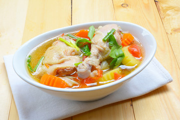 Chicken soup chicken soup with vegetables in a bowl
