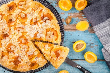 homemade pie with apricots and almonds