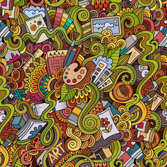 Cartoon vector art and craft seamless pattern