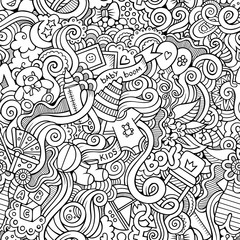 Cartoon vector doodle children seamless pattern
