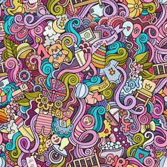 Obraz na płótnie Canvas Cartoon vector doodle children seamless pattern