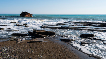 Shipwreck of an abandoned ship