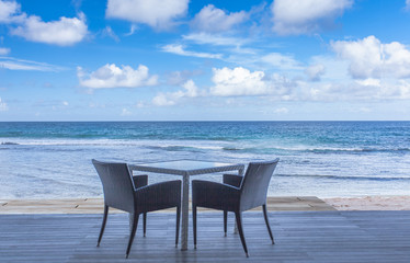 terrasse avec vue sur mer