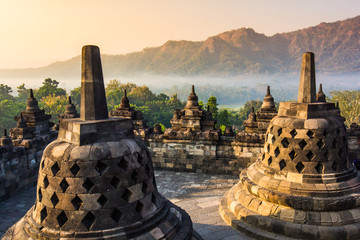 Borobudur Temple, Yogyakarta, Java, Indonesia. - obrazy, fototapety, plakaty