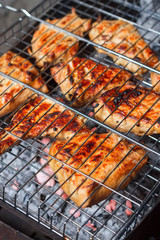 grilled meat on barbecue