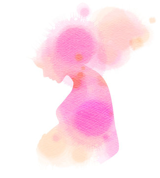 Double exposure Illustration of pregnant woman. 