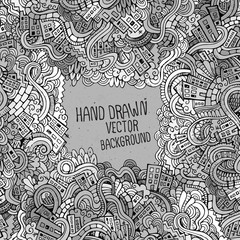 Abstract vector hand drawn doodles city background
